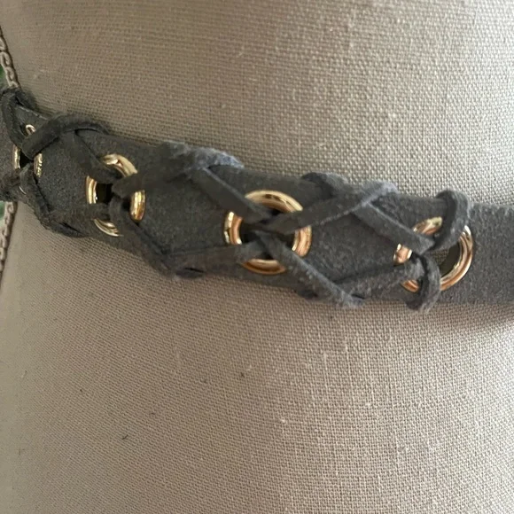 C Wonder Gray Suede belt with Gold Tone Accents display picture 2